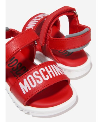 Moschino Boys Leather Logo Print Sandals En savoir plus