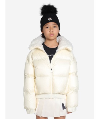 Moncler Enfant Girls Down Padded Glen Jacket in Ivory solde