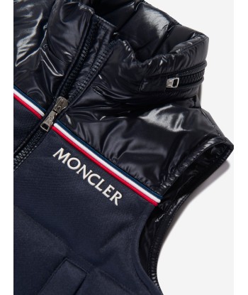 Moncler Enfant Boys Down Padded Peter Gilet in Navy français