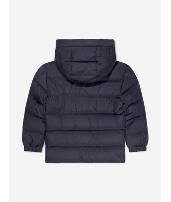 Moncler Enfant Boys Down Padded Mark Short Parka in Navy 2023