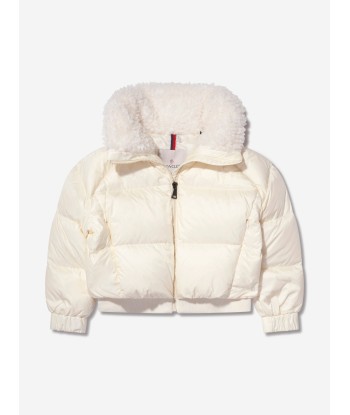 Moncler Enfant Girls Down Padded Glen Jacket in Ivory solde