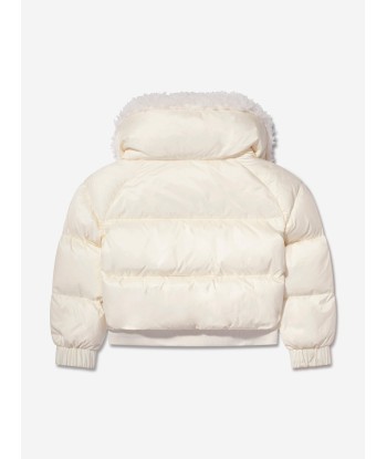 Moncler Enfant Girls Down Padded Glen Jacket in Ivory solde