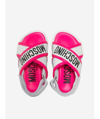 Moschino Girls Leather Logo Slingback Sandals Amélioration de cerveau avec