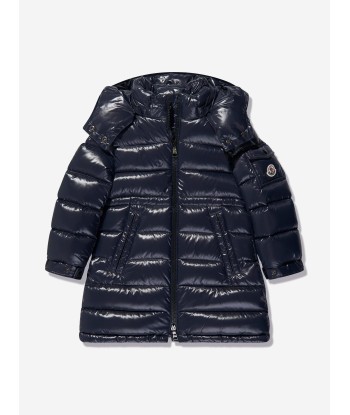 Moncler Enfant Girls Down Padded Cavettaz Long Parka in Navy en stock