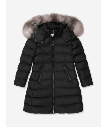 Moncler Enfant Girls Down Padded Abelle Long Coat in Black Le MVP de beaucoup