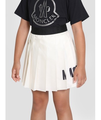 Moncler Enfant Girls Pleated Logo Skirt in Ivory hantent personnes