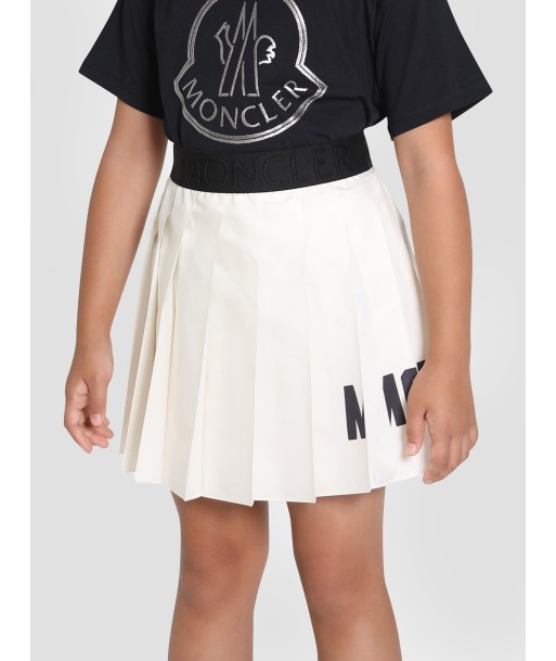 Moncler Enfant Girls Pleated Logo Skirt in Ivory hantent personnes