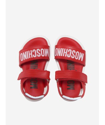 Moschino Boys Leather Logo Print Sandals En savoir plus