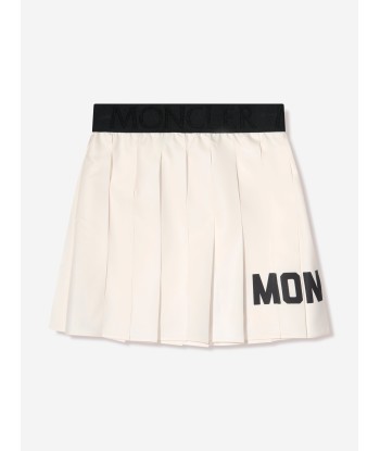 Moncler Enfant Girls Pleated Logo Skirt in Ivory hantent personnes