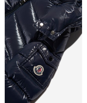 Moncler Enfant Girls Down Padded Cavettaz Long Parka in Navy en stock