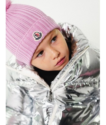 Moncler Enfant Girls Logo Pom Pom Hat in Pink Economisez 