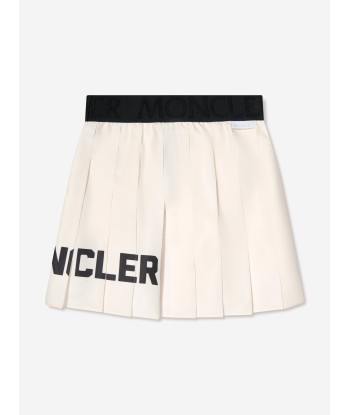 Moncler Enfant Girls Pleated Logo Skirt in Ivory hantent personnes