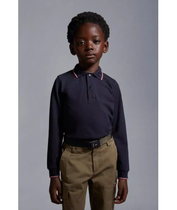 Moncler Enfant Boys Long Sleeve Polo Shirt in Navy pour bénéficier 