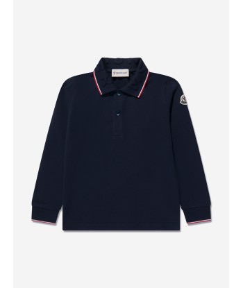 Moncler Enfant Boys Long Sleeve Polo Shirt in Navy pour bénéficier 