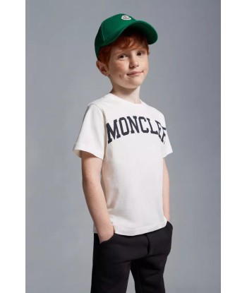 Moncler Enfant Boys Logo Print T-Shirt in Ivory pas cher chine