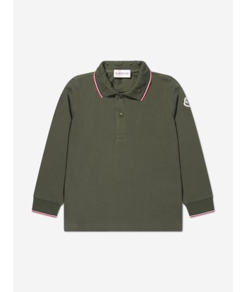 Moncler Enfant Boys Long Sleeve Polo Shirt in Green Amélioration de cerveau avec