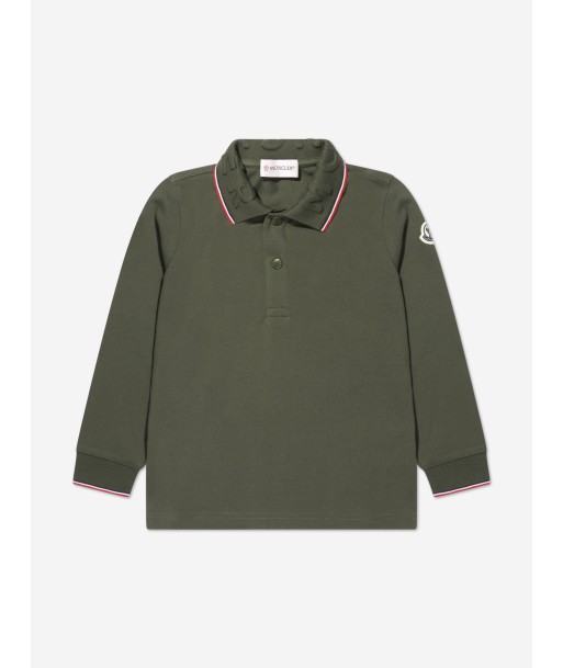 Moncler Enfant Boys Long Sleeve Polo Shirt in Green Amélioration de cerveau avec