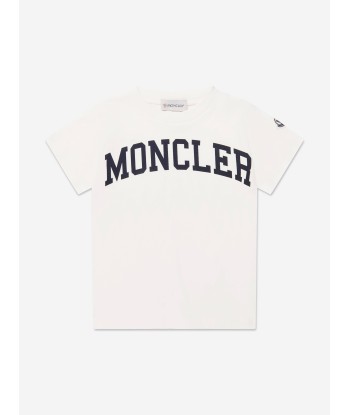 Moncler Enfant Boys Logo Print T-Shirt in Ivory pas cher chine