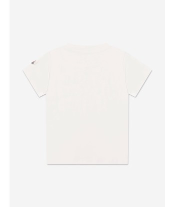 Moncler Enfant Boys Logo Print T-Shirt in Ivory pas cher chine