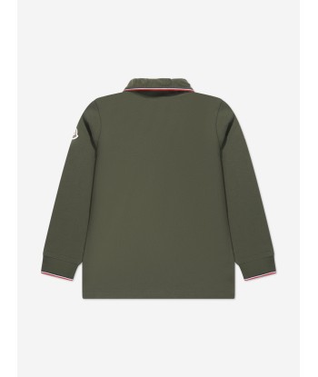 Moncler Enfant Boys Long Sleeve Polo Shirt in Green Amélioration de cerveau avec