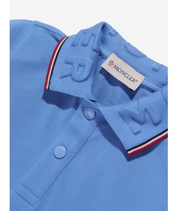 Moncler Enfant Boys Long Sleeve Polo Shirt in Blue en ligne