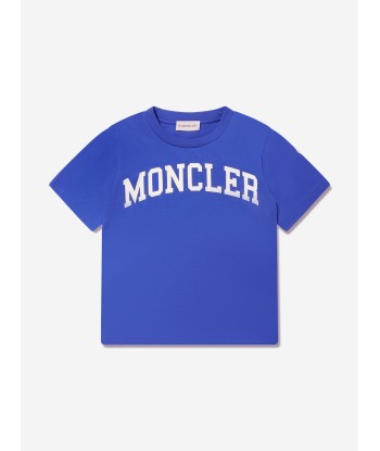 Moncler Enfant Boys Logo Print T-Shirt in Blue À commander