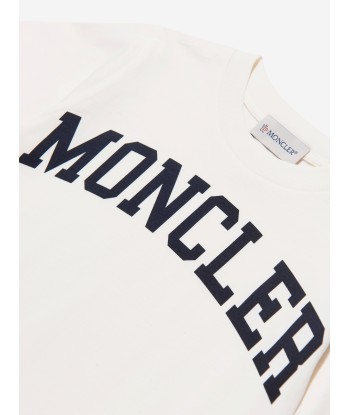 Moncler Enfant Boys Logo Print T-Shirt in Ivory pas cher chine