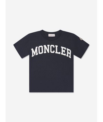 Moncler Enfant Boys Logo Print T-Shirt in Navy l'évolution des habitudes 