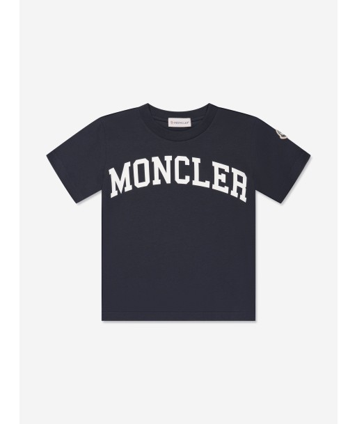 Moncler Enfant Boys Logo Print T-Shirt in Navy l'évolution des habitudes 