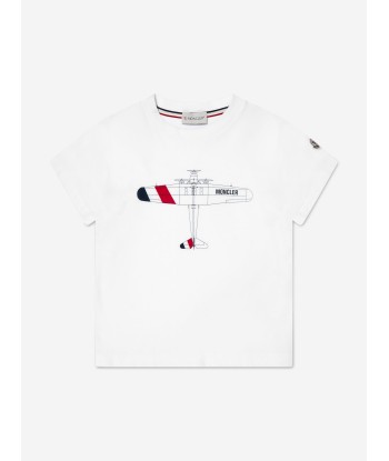 Moncler Enfant Boys Logo T-Shirt in White En savoir plus