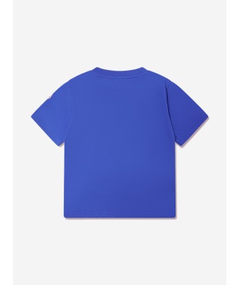 Moncler Enfant Boys Logo Print T-Shirt in Blue À commander