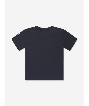 Moncler Enfant Boys Logo Print T-Shirt in Navy l'évolution des habitudes 