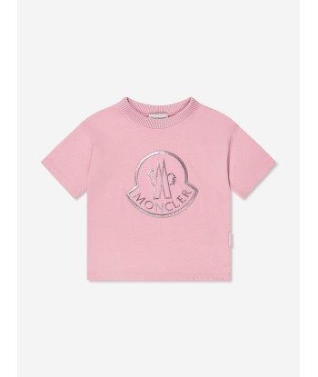 Moncler Enfant Girls Logo Print T-Shirt in Pink de l' environnement