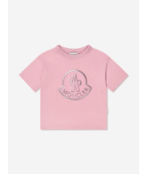 Moncler Enfant Girls Logo Print T-Shirt in Pink de l' environnement