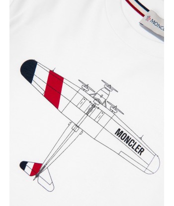 Moncler Enfant Boys Logo T-Shirt in White En savoir plus