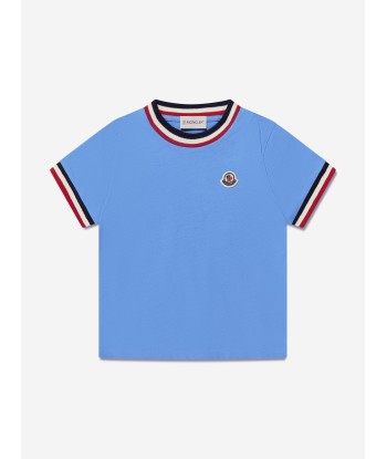 Moncler Enfant Boys Logo T-Shirt in Blue l'achat 