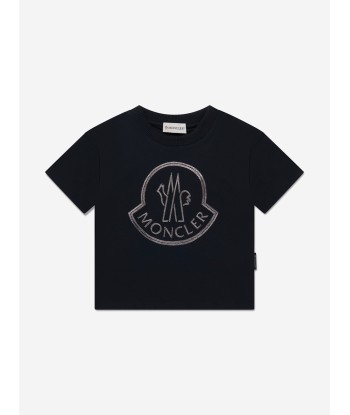 Moncler Enfant Girls Logo Print T-Shirt in Black est présent 