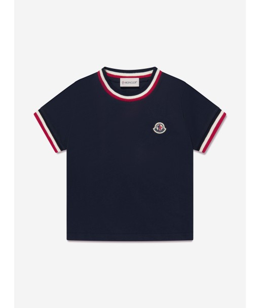 Moncler Enfant Boys Logo T-Shirt in Navy rembourrage situé sous