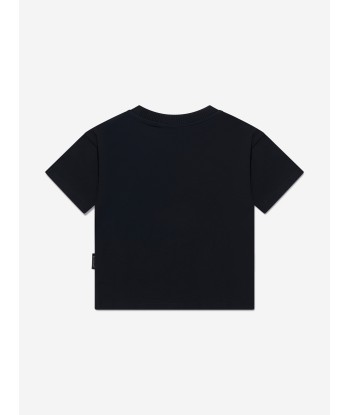 Moncler Enfant Girls Logo Print T-Shirt in Black est présent 