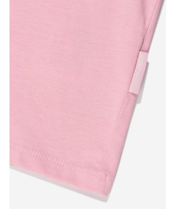 Moncler Enfant Girls Logo Print T-Shirt in Pink de l' environnement