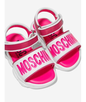 Moschino Unisex Leather Logo Print Sandals plus qu'un jeu 