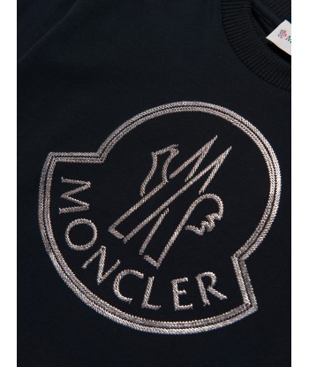 Moncler Enfant Girls Logo Print T-Shirt in Black est présent 