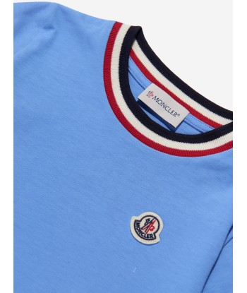 Moncler Enfant Boys Logo T-Shirt in Blue l'achat 