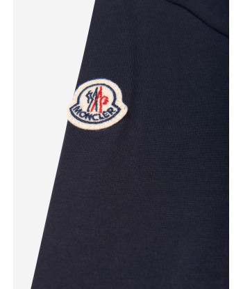 Moncler Enfant Boys Long Sleeve Logo T-Shirt in Navy vente chaude votre 