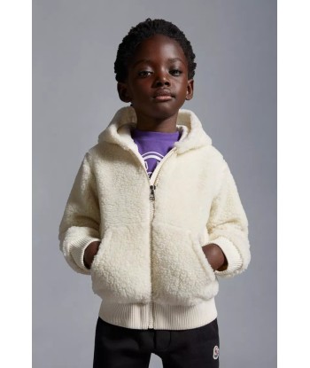 Moncler Enfant Boys Shearling Zip Up Top in Cream de technologie