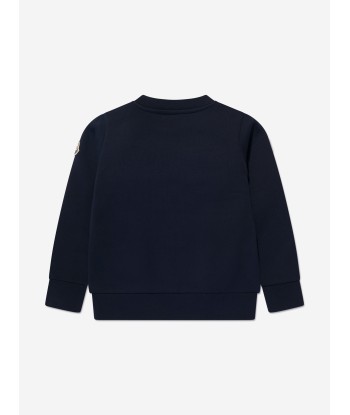 Moncler Enfant Boys Logo Print Sweatshirt in Navy en stock