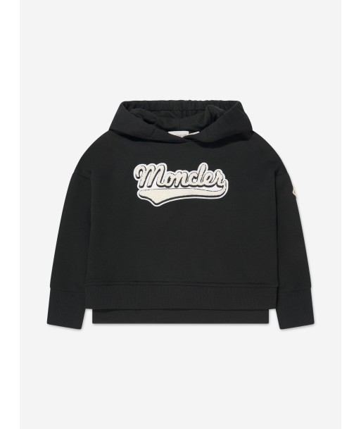 Moncler Enfant Girls Logo Print Hoodie in Black du meilleur 