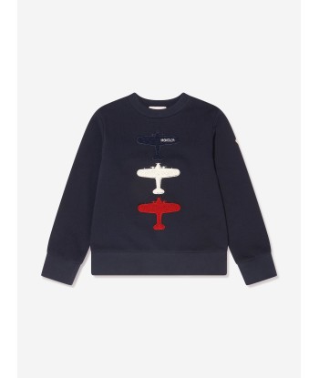 Moncler Enfant Boys Planes Print Sweatshirt in Navy JUSQU'A -70%! 