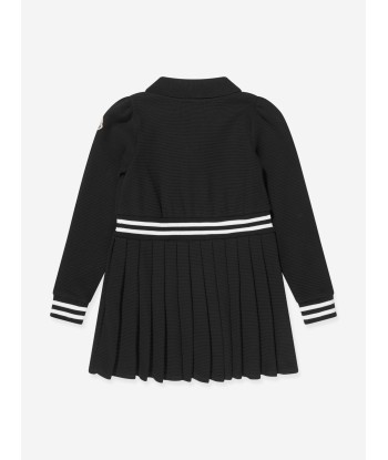 Moncler Enfant Girls Half Zip Pleated Dress in Black shop