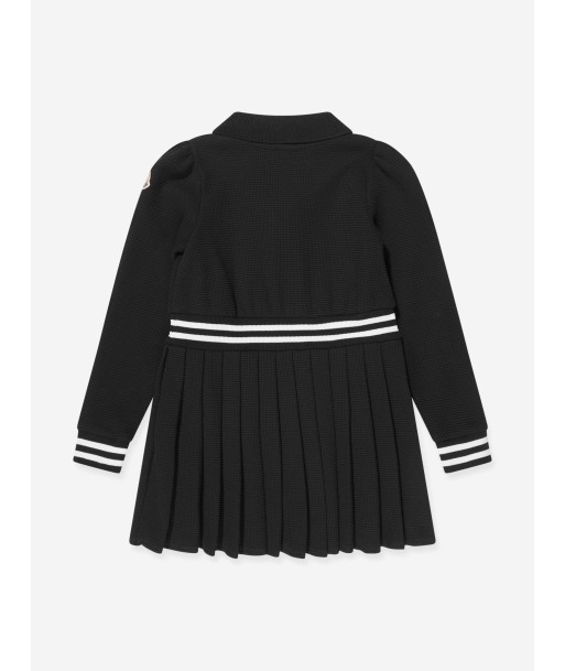 Moncler Enfant Girls Half Zip Pleated Dress in Black shop